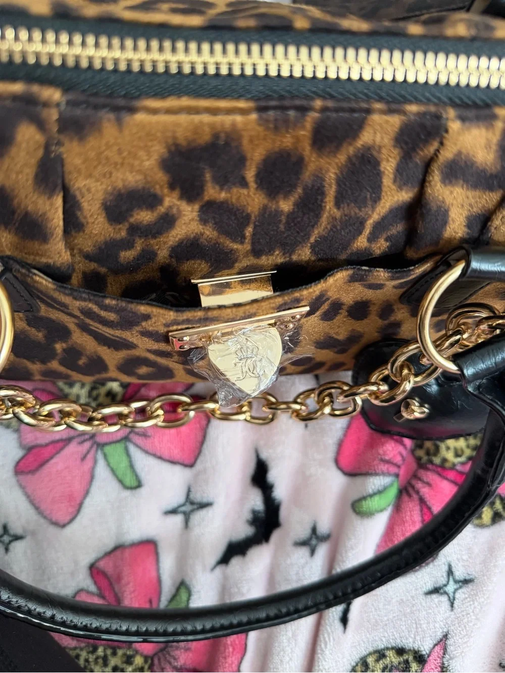 Juicy couture Leopard cheetah print Satchel Handbag w